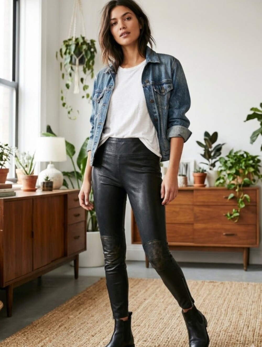 NWOT! Free People Side/Ankle Zip Faux Leather Leggings Black Size 2